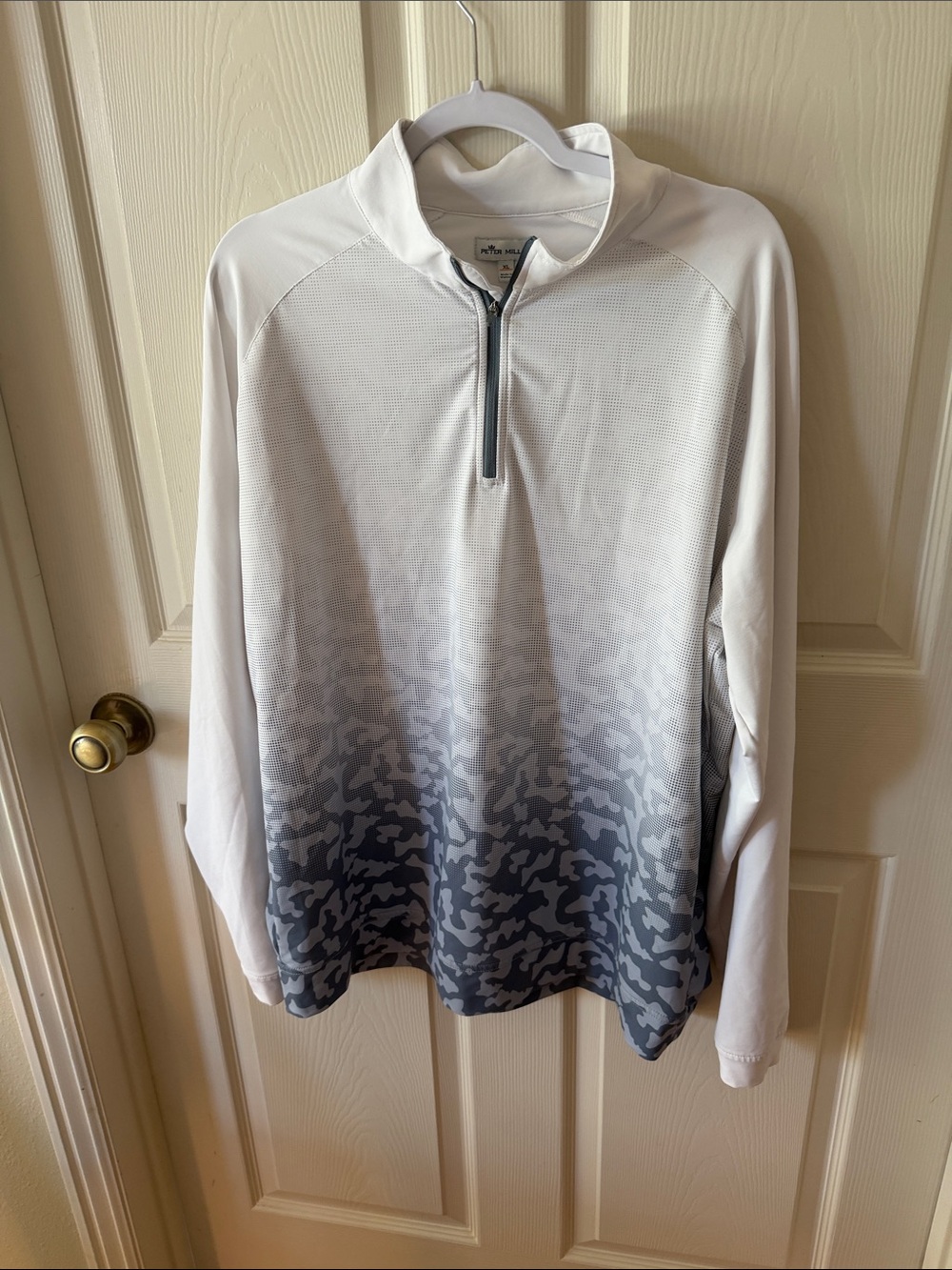 Peter Millar White to Gray Ombre Quarter-Zip Pullover Sz XL